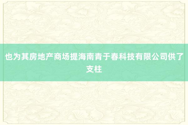 也为其房地产商场提海南青于春科技有限公司供了支柱